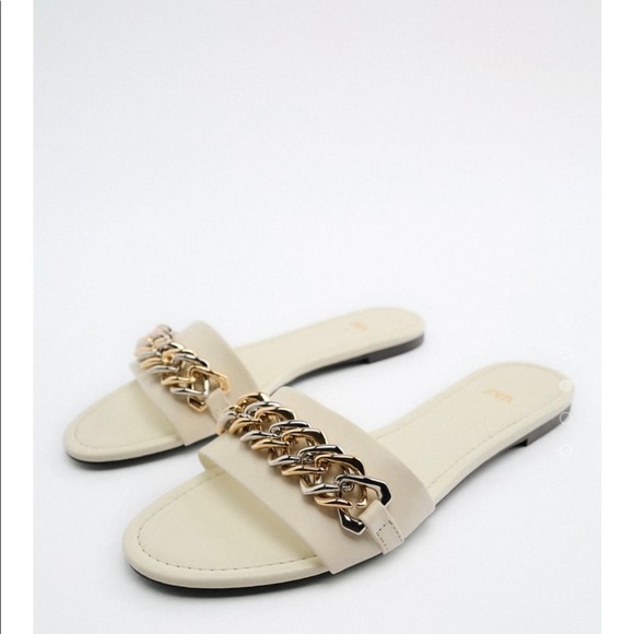 zara chain flat sandals
